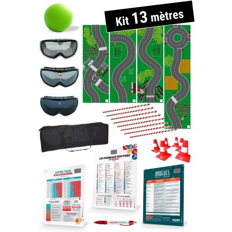 Kit Simularoute® Évolution13 mètres. Parcours pédagogique pour ateliers de prévention Alcool, Drogues ou Fatigue