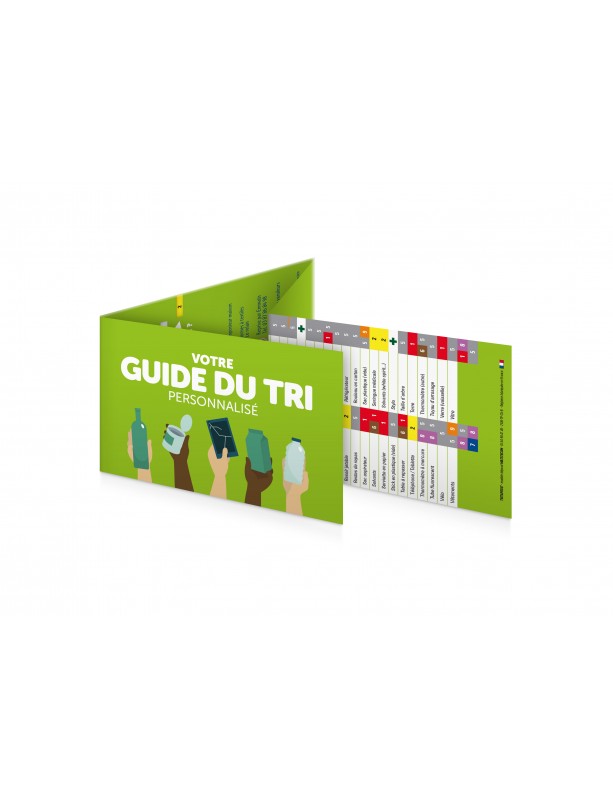 Réglette 4 volets TRITAPOUB®. Le Tri des Déchets Ménagers. Entièrement personnalisable