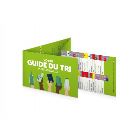 Réglette 4 volets TRITAPOUB®. Le Tri des Déchets Ménagers. Entièrement personnalisable